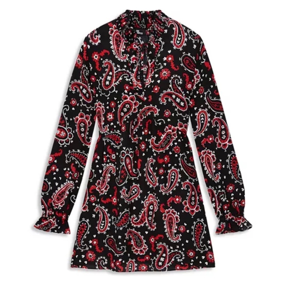 New The Kooples Western Paisley Print Peasant Dress Women size 1‎ /US Small Boho